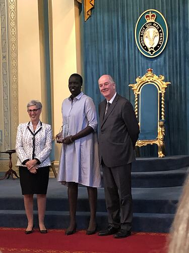 Nyadol Nyuon Receiving Victorian Multicultural Awards for Excellence, Government House, Melbourne, 2019