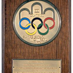 Plaque - Australian Olympic Games Team Montreal, Prue Acton, 1988