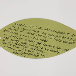 Paper Leaf - 'Leaving My Wife And Children At Home', From the Heart: Remembering the 2009 Victorian Bushfires Exhibition, 2019