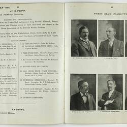 Printed double page of booklet,  in black and white with black and white photographs and illustrations.