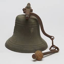 Metal bell, with a metal ringer for striking the bell.
