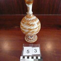 Vase - Carnival Glass, Orange and White Swirl Pattern, circa 1880