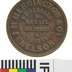 Token - 1 Penny, J.M. Merrington & Co, Nelson, New Zealand, circa 1860