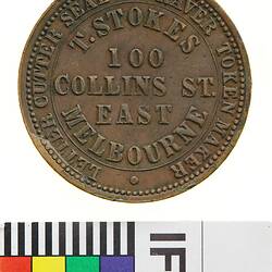 Token - 1 Penny, Thomas Stokes, Diesinker, Token Maker & Medallist, Melbourne, Victoria, Australia, 1862