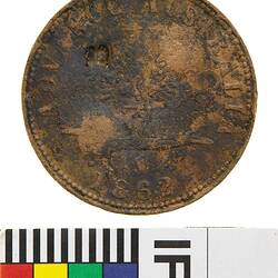 Surcharged Token - 'B B' on 1 Penny, 'Advance Australia', Thomas Stokes, Melbourne, Victoria, Australia, 1862