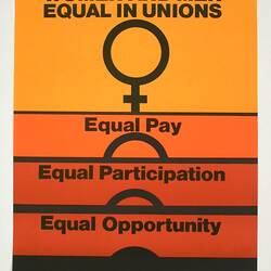 Poster - Women & Men Equal in Unions, Australian Council of Trade Unions, circa 1990
