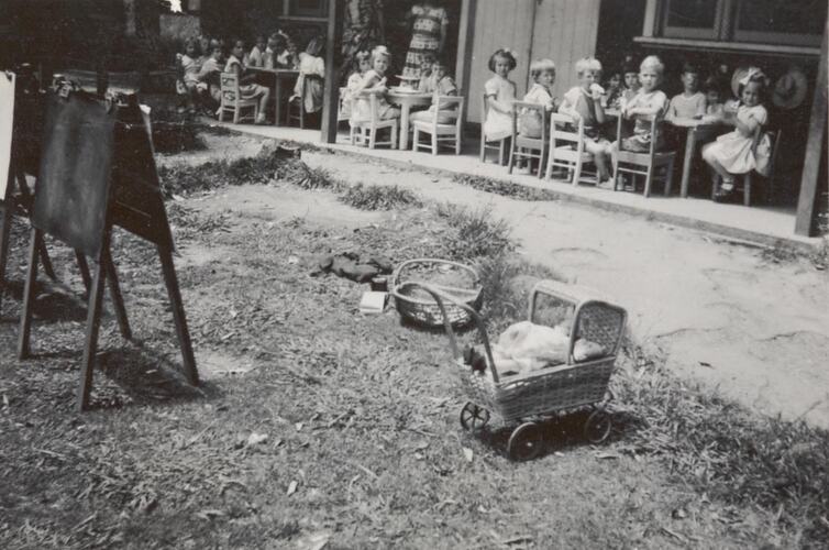 Digital Photograph - Children & Staff at Kindergarten, Deepdene Tennis Club, 1954