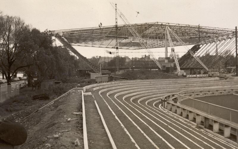 Digital Photograph - View of Olympic Park Running Track, Under Construction, Melbourne 1955
