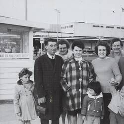 Digital Photograph - Extended Family Farewelling Grandmother at Essendon Airport, 1967