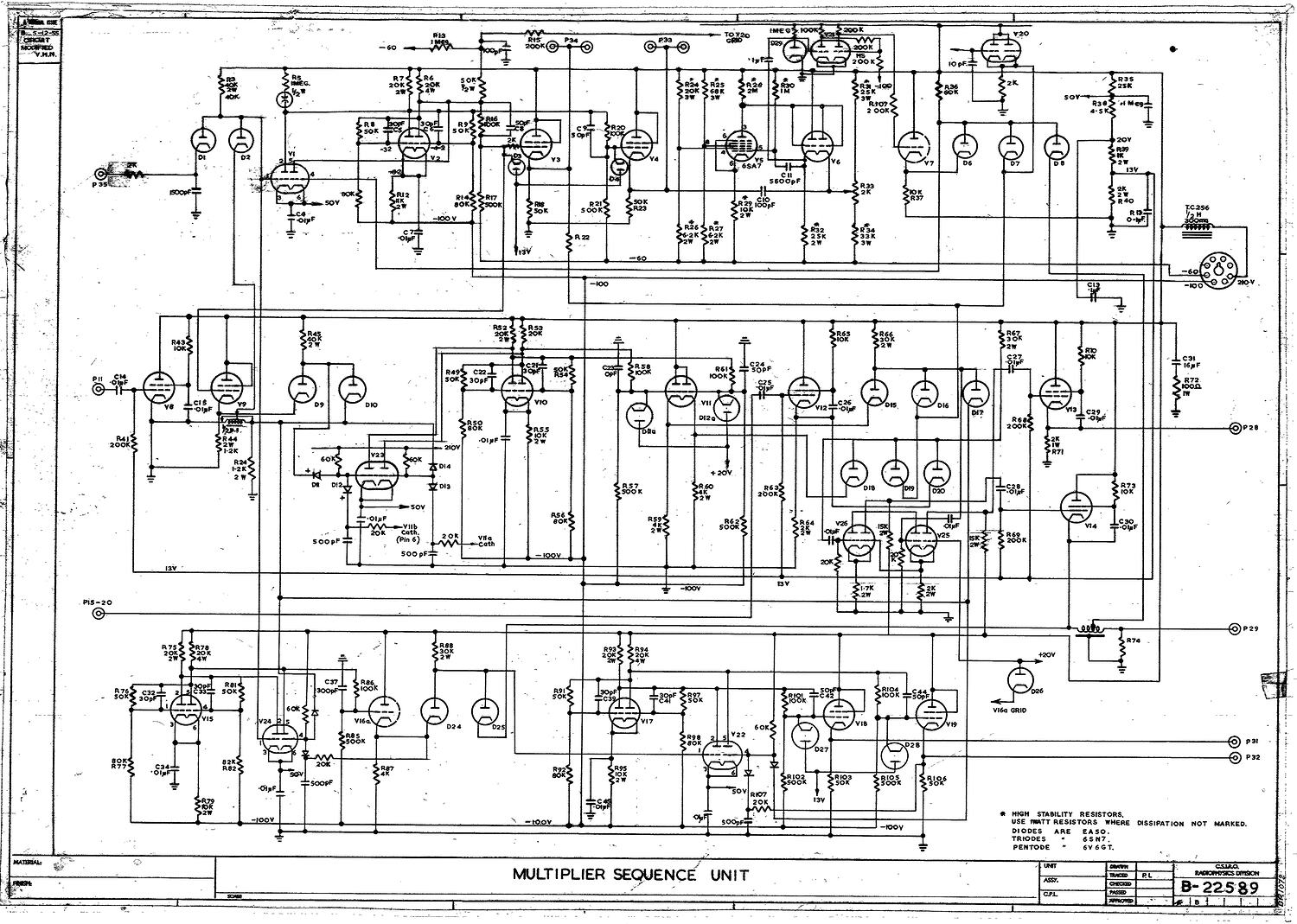 Schematic Diagram - CSIRAC Computer, 'Multiplier Sequence Unit', B22589 ...