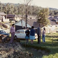 Extended Family Inspecting Building Site for First Home, Ringwood, 1974