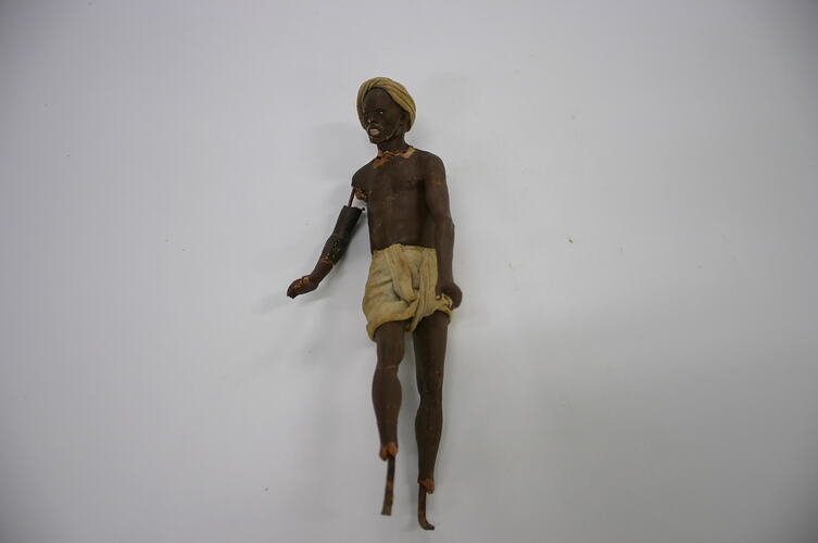 Indian Figure - Man Wearing a Turban & Loin Cloth, Jadunath Pal, Krishnanagar, Clay, circa 1880