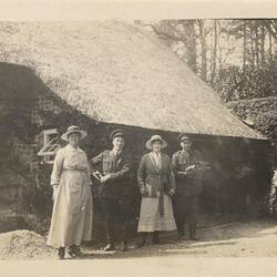 Photograph - Soldiers & Women by Thatched Cottage, Tom Robinson Lydster, World War I, 1916-1919