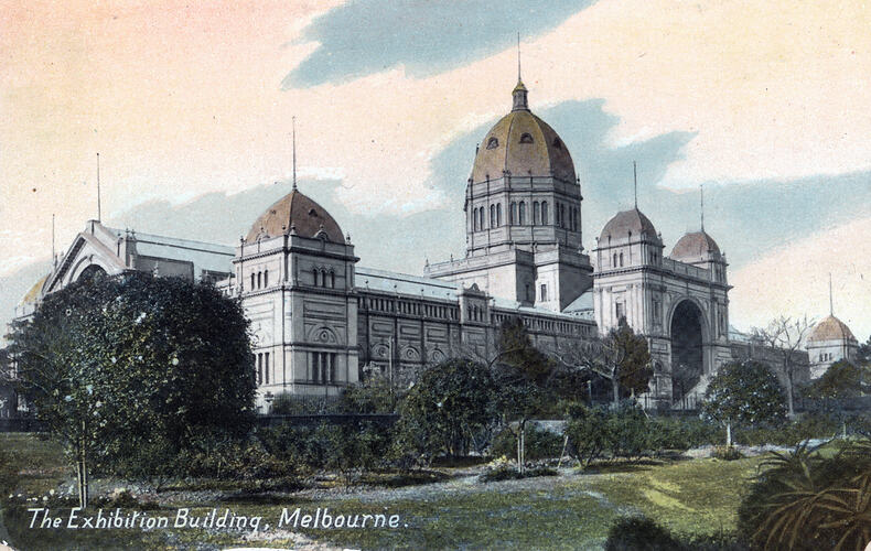 Postcard - Southern Facade, Exhibition Building, Melbourne, circa 1905