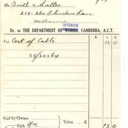 Receipt - Department of the Interior to Mr. Brill and Mr. Salter, 24th Jan 1940