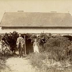 Digital Photograph - Charles & Ellen Partington Outside 'Willis Vale' Homestead, Greensborough, circa 1885