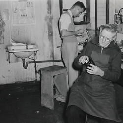 Photograph - Kodak Australasia Pty Ltd, Two Men Repairing Cameras, Camera Repair Workshop, Abbotsford, Victoria, circa 1957