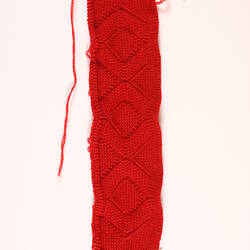 Knitting Sample - Edda Azzola, Red & Diamond Pattern, circa 1960s