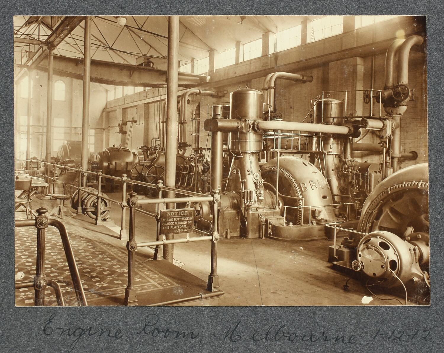 Photograph Melbourne Electric Supply Co, Engine Room, Richmond