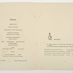 Menu - SS Stratheden, P&O Line, Dinner, 22 Aug 1963