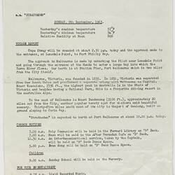 Notice - SS Stratheden, Today's Events, 8th Sep 1963