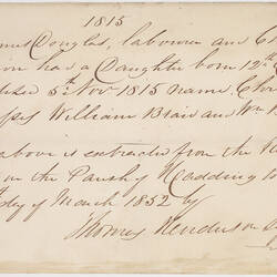 Birth Certificate - Christina Douglas, 9th March 1852