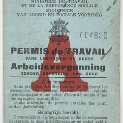 Booklet - Permis De Travail, 1959-60