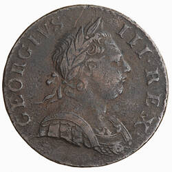 Coin - Halfpenny, George III, Great Britain, 1770 (Obverse)