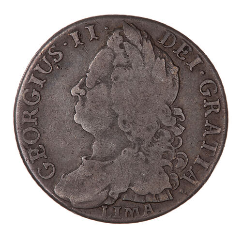 Coin - Shilling, George II, Great Britain, 1745 LIMA (Obverse)