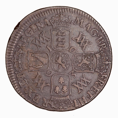 Coin - 1 Shilling, William and Mary, Great Britain, 1693 (Reverse)