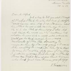 Letter - Ginnivan to Telford, Phar Lap's Death, 29 Apr 1932