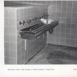 Photograph - Kodak, 'Stainless Steel Wash Trough inToilet Block, X-Ray Building', Coburg, 1958