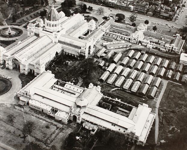 Photograph - Aerial View of the Exhibition Building from North East, Melbourne, 1956