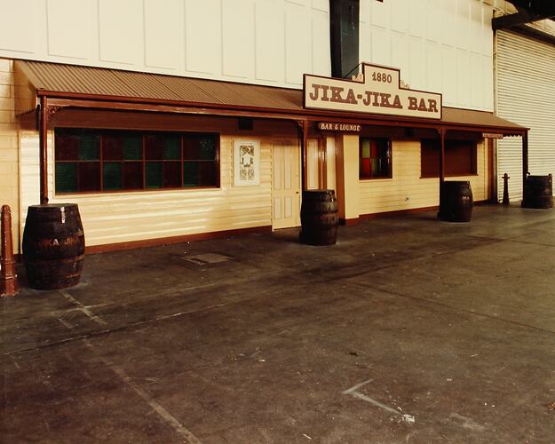 Photograph - Exterior of Jika Jika Bar in Eastern Annexe, Royal Exhibition Building, Melbourne, 1983