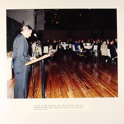 Photograph - Presentation, At Home to Ken Christian and John Elden, Royal Exhibition Building, 18 May 1985