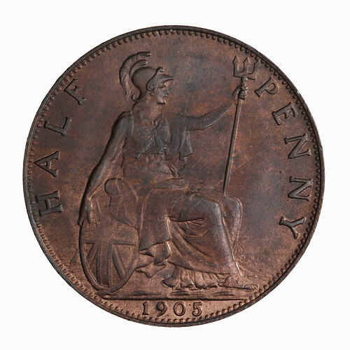 Coin - Halfpenny, Edward VII, Great Britain, 1905 (Reverse)