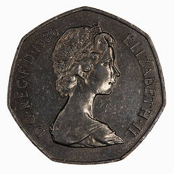 Coin - 50 New Pence, Elizabeth II, Great Britain, 1980 (Obverse)
