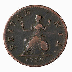 Coin - Farthing, George II, Great Britain, 1754 (Reverse)