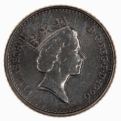 Coin - 5 Pence, Elizabeth II, Great Britain, 1990 (Obverse)
