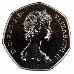 Proof Coin - 50 Pence, Great Britain, 1973 (Obverse)