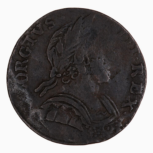 Coin - Farthing (double head), George III, Great Britain, 1771-1775 (Obverse)