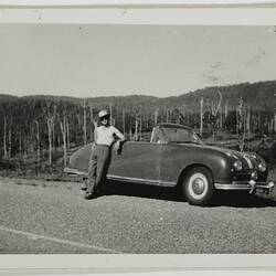 Photograph - Julius Toth & Austin Convertible Car, New South Wales, 1958