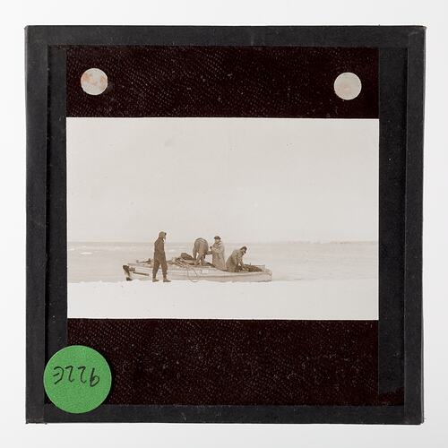 Lantern Slide - A Motor Boat Party from Discovery II, Ross Ice Barrier, Ellsworth Relief Expedition, Antarctica, 1935-1936