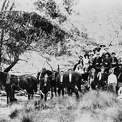 Negative - Picnic Group Travelling from Eaglehawk to Mount Franklin, Victoria, 1908