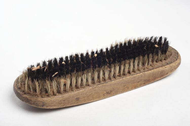 Brush - Short Bristles, Wooden Handle, circa 1890s-1970s