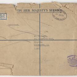 Envelope - Commonwealth of Australia to Ron Booth, 25 Jan 1956