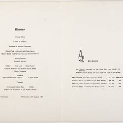 Menu - SS Stratheden, P&O Line, Dinner, 14 Aug 1963