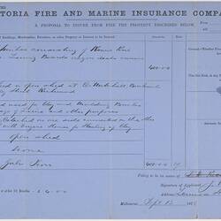 Insurance Policy - Victoria Fire & Marine Insurance Company, 13 Sep 1878