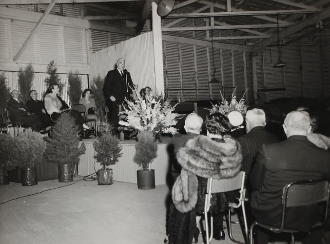 Photograph - H. V. McKay Massey Harris, Sir Robert Menzies Opening Sunshine Historical Exhibition, Sunshine, Victoria, Mar 1954
