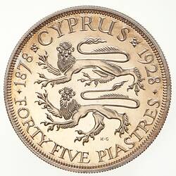 Proof Coin - 45 Piastres, Cyprus, 1928